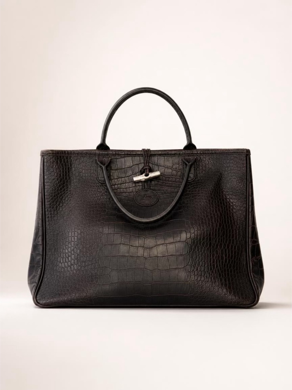✨ Longchamp Roseau Croc-Embossed Leather Tote